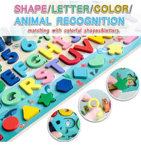Load image into Gallery viewer, Montessori Wooden Toy Alphabet, Shapes, and Numbers
